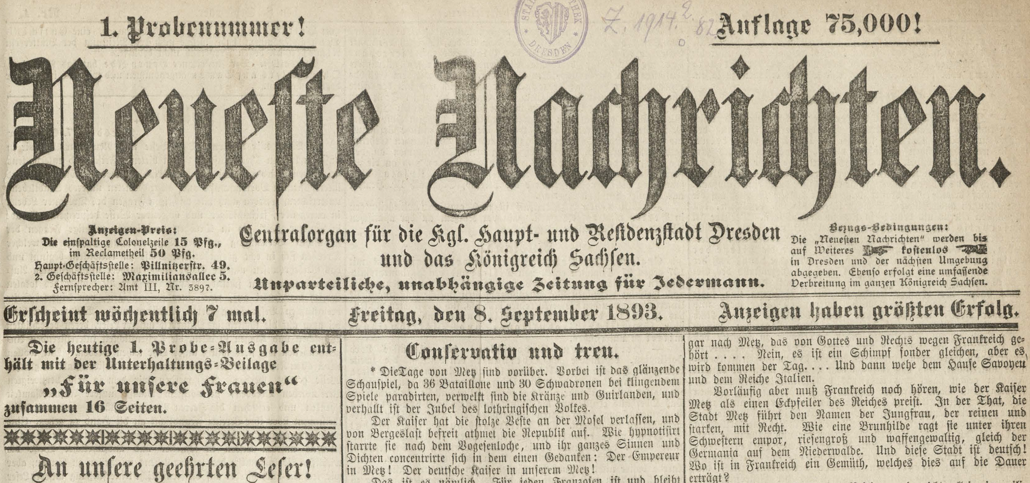 Historische Titelseiten Seit 1821 Die Ersten Cover Unserer Zeitungen