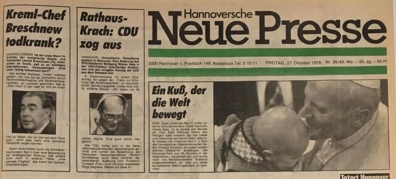 Erste Ausgabe der Neuen Presse Hannover: 27. Oktober 1978.