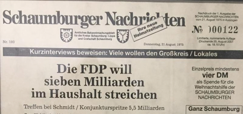 Die Schaumburger Nachrichten erscheinen seit 1975 unter bekannten Namen.